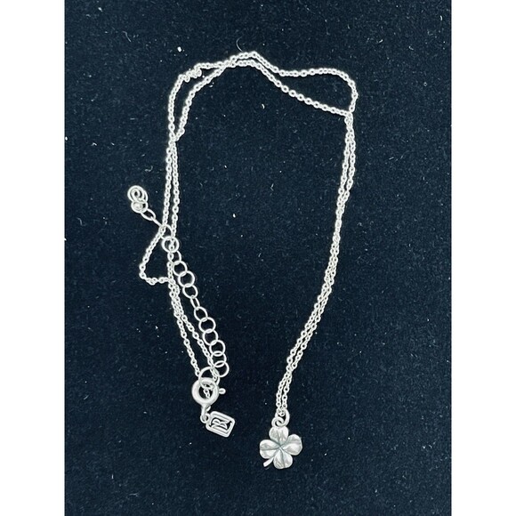 925 Silver Four Leaf Shamrock Pendant Necklace 16" Dainty Lucky Charm R Tag - Picture 1 of 6